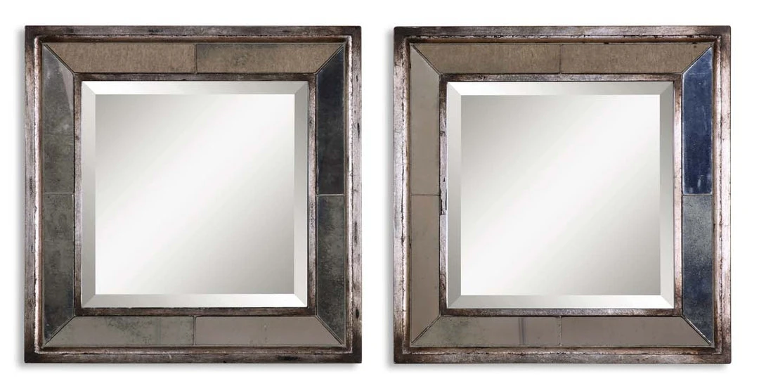 DECOR Uttermost Davion Squares Silver Mirror Set/2 3 DECOR Uttermost Davion Squares Silver Mirror Set/2