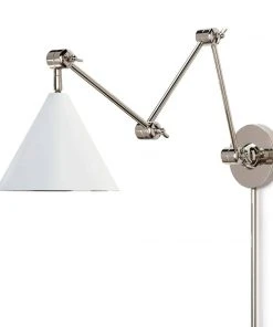 Coastal Living Zig-Zag Task Sconce (Polished Nickel And White)