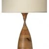 Table Lamps Jamie Young Amphora Table Lamp In Natural Wood With Medium Drum Shade In Stone Linen