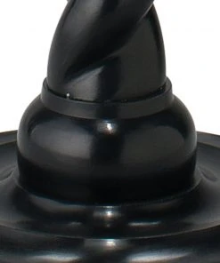 Jamie Young Barley Twist Floor Lamp In Black With Large Open Cone Shade In Raffia Floor Lamps