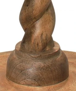 Jamie Young Barley Twist Floor Lamp In Natural Wood With Large Banded Drum Shade In Sea Salt Linen