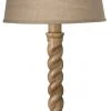 Jamie Young Barley Twist Table Lamp In Natural Wood With Medium Cone Shade In Natural Linen Table Lamps