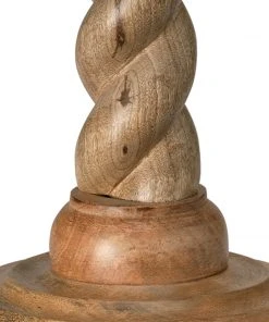 Jamie Young Barley Twist Table Lamp In Natural Wood With Medium Cone Shade In Natural Linen Table Lamps