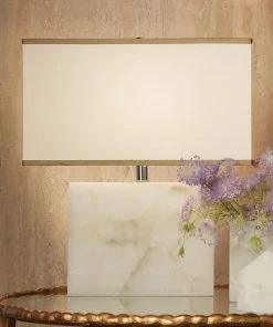 Table Lamps Jamie Young Borealis Table Lamp, Large In Alabaster With Large Rectangle Shade In Stone Linen 7 Table Lamps Jamie Young Borealis Table Lamp, Large In Alabaster With Large Rectangle Shade In Stone Linen