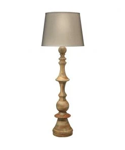 Floor Lamps Jamie Young Budapest Floor Lamp In Natural Wood With Extra Large Open Cone Shade In Natural Linen
