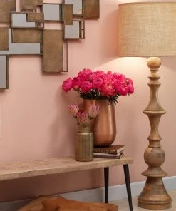 Floor Lamps Jamie Young Budapest Floor Lamp In Natural Wood With Extra Large Open Cone Shade In Natural Linen