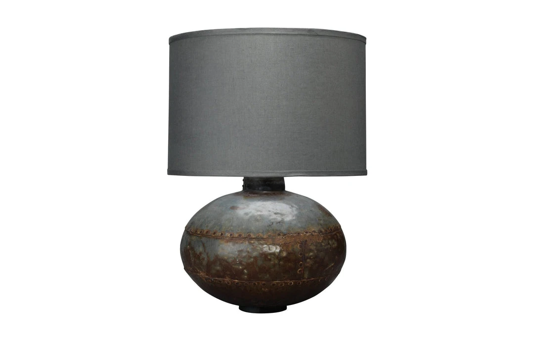 Jamie Young Caisson Table Lamp In Gun Metal With Classic Drum Shade In Fatigue Linen 3 Jamie Young Caisson Table Lamp In Gun Metal With Classic Drum Shade In Fatigue Linen