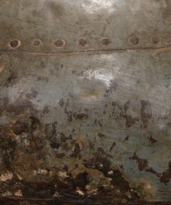 Jamie Young Caisson Table Lamp In Gun Metal With Classic Drum Shade In Fatigue Linen