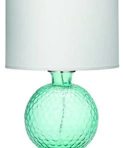 Table Lamps Jamie Young Clark Table Lamp In Aqua With Large Drum Shade In White Linen