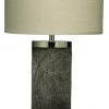 Table Lamps Jamie Young Column Table Lamp In Grey Hide With Classic Drum Shade In Natural Linen 1 Table Lamps Jamie Young Column Table Lamp In Grey Hide With Classic Drum Shade In Natural Linen