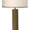Jamie Young Cylinder Rope Table Lamp In Jute With Medium Drum Shade In White Linen With Natural Burlap Trim 1 Jamie Young Cylinder Rope Table Lamp In Jute With Medium Drum Shade In White Linen With Natural Burlap Trim