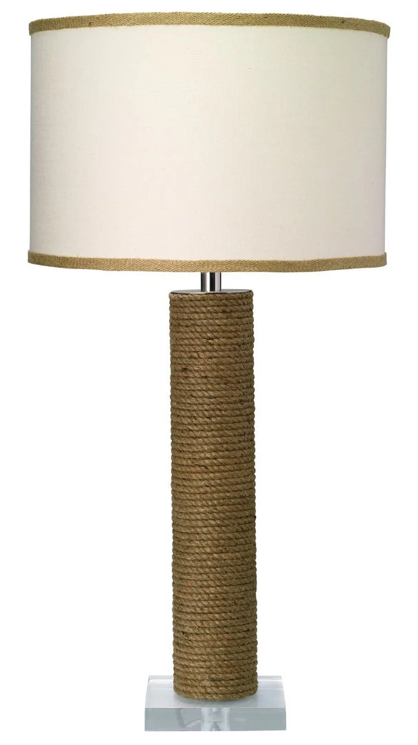 Jamie Young Cylinder Rope Table Lamp In Jute With Medium Drum Shade In White Linen With Natural Burlap Trim 3 Jamie Young Cylinder Rope Table Lamp In Jute With Medium Drum Shade In White Linen With Natural Burlap Trim