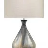 Jamie Young Daybreak Table Lamp In Grey Enameled Metal With Drum Shade In Stone Linen Table Lamps 1 Jamie Young Daybreak Table Lamp In Grey Enameled Metal With Drum Shade In Stone Linen Table Lamps