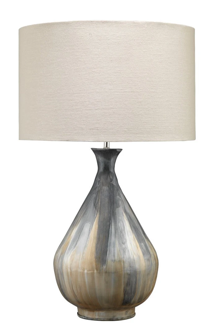 Jamie Young Daybreak Table Lamp In Grey Enameled Metal With Drum Shade In Stone Linen Table Lamps 3 Jamie Young Daybreak Table Lamp In Grey Enameled Metal With Drum Shade In Stone Linen Table Lamps