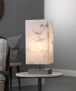 Jamie Young Ghost Axis Table Lamp In Alabaster & Antique Silver