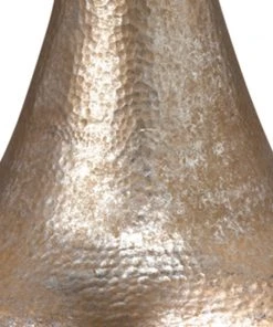 Jamie Young Hammered Metal Floor Lamp In Platinum With Tall Open Cone Shade In Natural Linen Floor Lamps