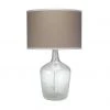 Table Lamps Jamie Young Plum Jar Table Lamp, Medium In Clear Seeded Glass With Classic Drum Shade In Natural Linen With White Linen Trim