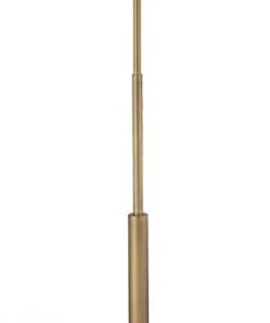 Jamie Young Jud Floor Lamp In Antique Brass With Large Square Open Cone Shade In White Linen Floor Lamps