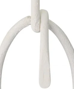 Jamie Young Knot Floor Lamp In White Gesso With Wide Oval Shade In Off White Linen