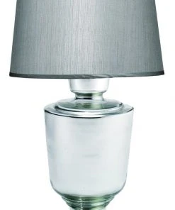 Jamie Young Lafitte Table Lamp, Large In Mercury Glass With Large Open Cone Shade In Silver Hemp