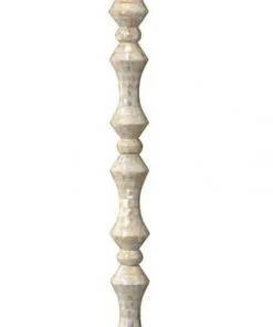 Jamie Young Ornate Pillar Floor Lamp In Mother Of Pearl With Large Open Cone Shade In White Silk Floor Lamps