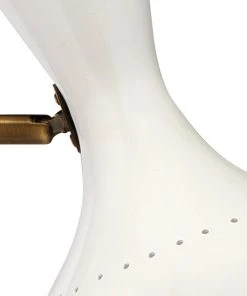 Jamie Young Pisa Swing Arm Floor Lamp In White Lacquer & Antique Brass Metal Floor Lamps