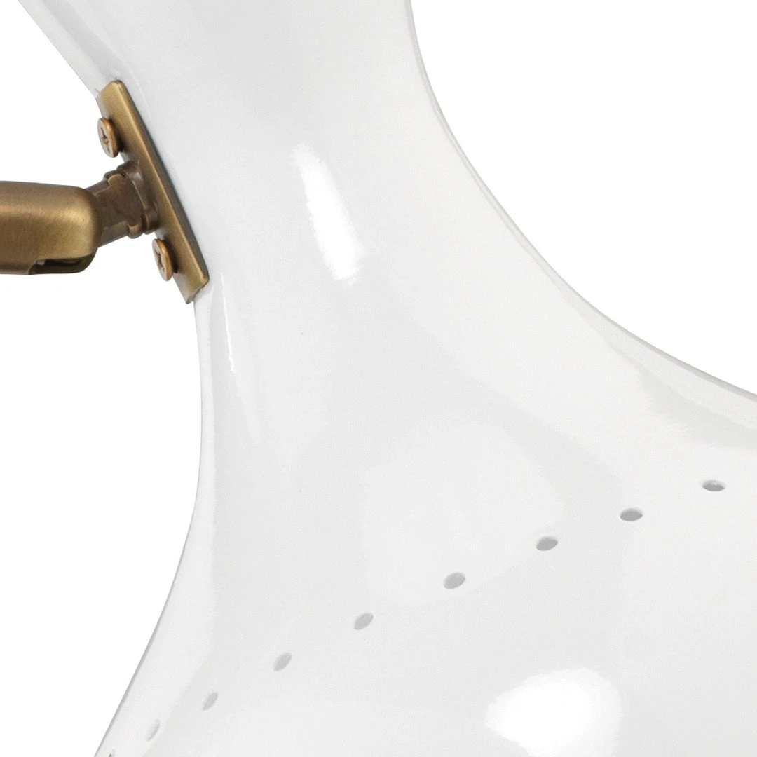 Jamie Young Pisa Swing Arm Table Lamp In White Lacquer & Antique Brass Metal Table Lamps 4 Jamie Young Pisa Swing Arm Table Lamp In White Lacquer & Antique Brass Metal Table Lamps