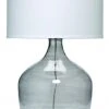 Table Lamps Jamie Young Plum Jar Table Lamp, Extra Large In Grey Glass With Large Drum Shade In White Linen