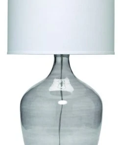 Table Lamps Jamie Young Plum Jar Table Lamp, Extra Large In Grey Glass With Large Drum Shade In White Linen