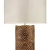 Jamie Young Refinery Table Lamp In Hand Carved Wood & Matte Brass Metal With Classic Drum Shade In Stone Linen