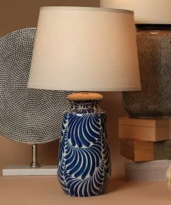 Jamie Young Santa Barbara Table Lamp In Blue And White Ceramic With Classic Open Cone Shade In Sea Salt Linen Table Lamps 7 Jamie Young Santa Barbara Table Lamp In Blue And White Ceramic With Classic Open Cone Shade In Sea Salt Linen Table Lamps