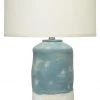 Jamie Young Sedona Table Lamp In Blue And White Ceramic With Medium Drum Shade In Sea Salt Linen 2 Jamie Young Sedona Table Lamp In Blue And White Ceramic With Medium Drum Shade In Sea Salt Linen