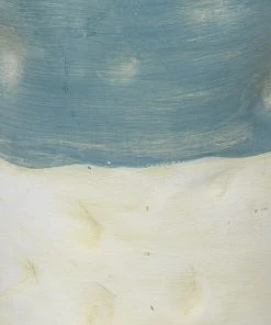 Jamie Young Sedona Table Lamp In Blue And White Ceramic With Medium Drum Shade In Sea Salt Linen