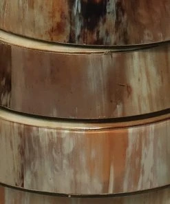 Jamie Young Stacked Horn Floor Lamp In Horn With Large Drum Shade In Elephant Hemp Floor Lamps