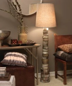 Jamie Young Stacked Horn Floor Lamp In Horn With Large Drum Shade In Elephant Hemp Floor Lamps 9 Jamie Young Stacked Horn Floor Lamp In Horn With Large Drum Shade In Elephant Hemp Floor Lamps