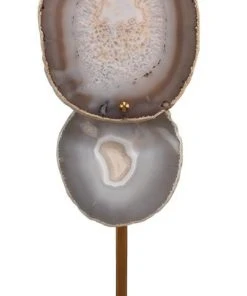 Jamie Young Trinity Table Lamp, Large In Pale Lavender Agate & Antique Brass Metal