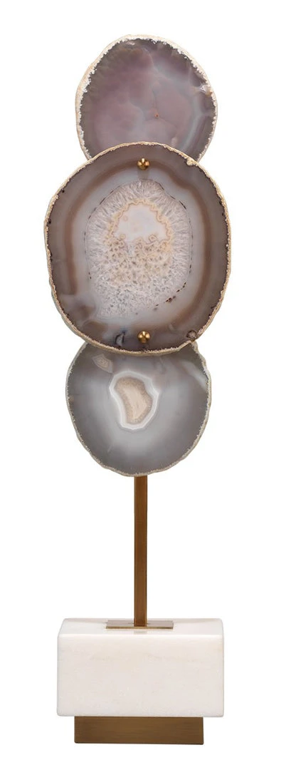 Jamie Young Trinity Table Lamp, Large In Pale Lavender Agate & Antique Brass Metal 3 Jamie Young Trinity Table Lamp, Large In Pale Lavender Agate & Antique Brass Metal