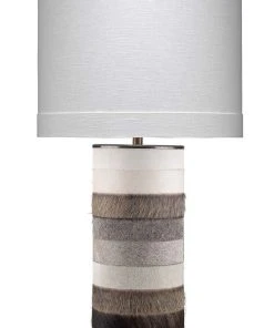 Jamie Young Winslow Table Lamp In White, Light Grey & Dark Grey Hide