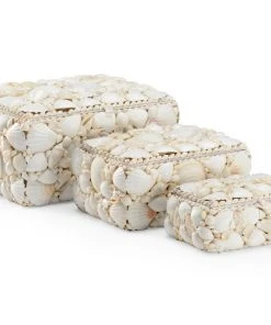 Chelsea House Set Of 3 White Shell Boxes DECOR