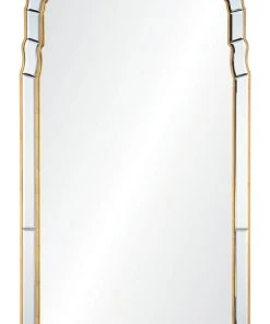 DECOR Mirror Home Distressed Gold Leaf Queen Anne Mirror