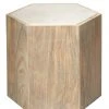 Side & End Tables Jamie Young Large Argan Hexagon Table In Natural Wood & White Marble