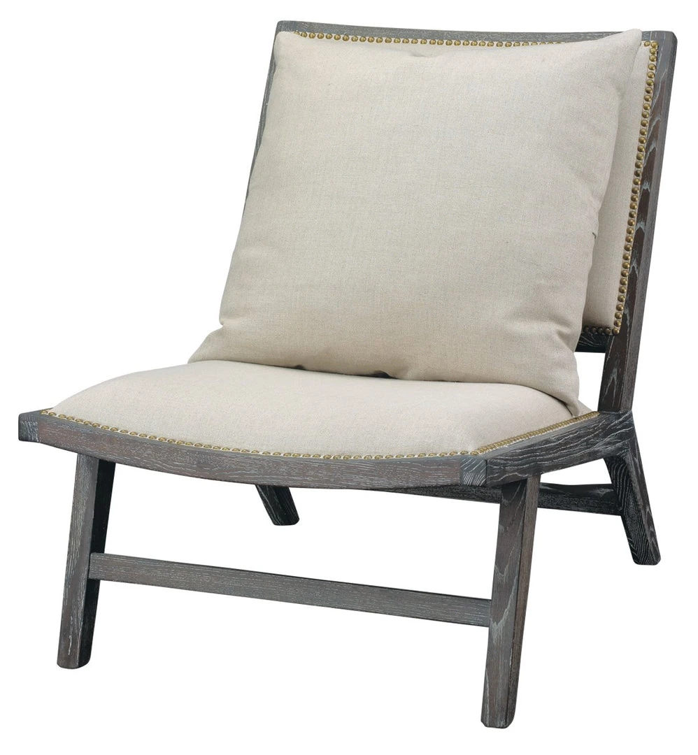 Jamie Young Baldwin Chair In Off White Linen & Dark Wood 3 Jamie Young Baldwin Chair In Off White Linen & Dark Wood