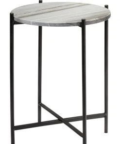 Jamie Young Domain Side Table In Grey Marble & Black Iron Side & End Tables