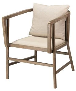 LIVING ROOM Jamie Young Grayson Arm Chair In Grey Wood And Off White Linen