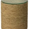 Jamie Young Harbor Side Table In Natural Seagrass With Tempered Glass Top Side & End Tables
