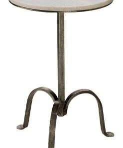 Jamie Young Left Bank Marble Table In White Marble With Gun Metal Iron Base Side & End Tables