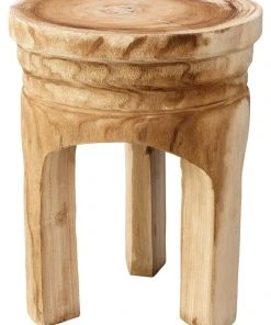 LIVING ROOM Jamie Young Mesa Wooden Stool In Natural Wood