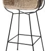 Jamie Young Nusa Bar Stool In Natural Rattan & Black Steel