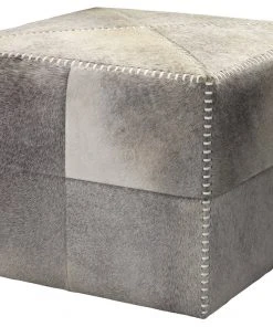 LIVING ROOM Jamie Young Large Ottoman In Grey Hide