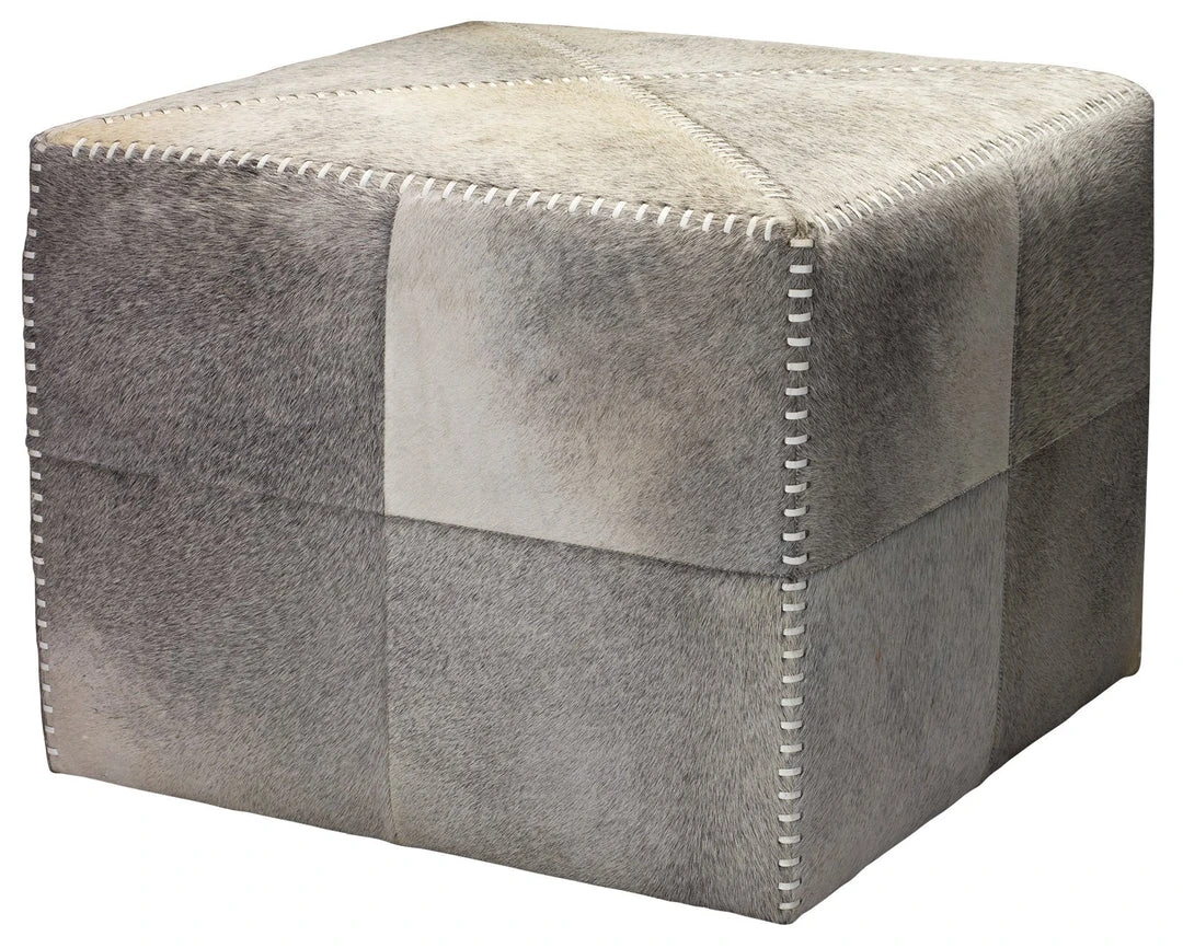 LIVING ROOM Jamie Young Large Ottoman In Grey Hide 3 LIVING ROOM Jamie Young Large Ottoman In Grey Hide